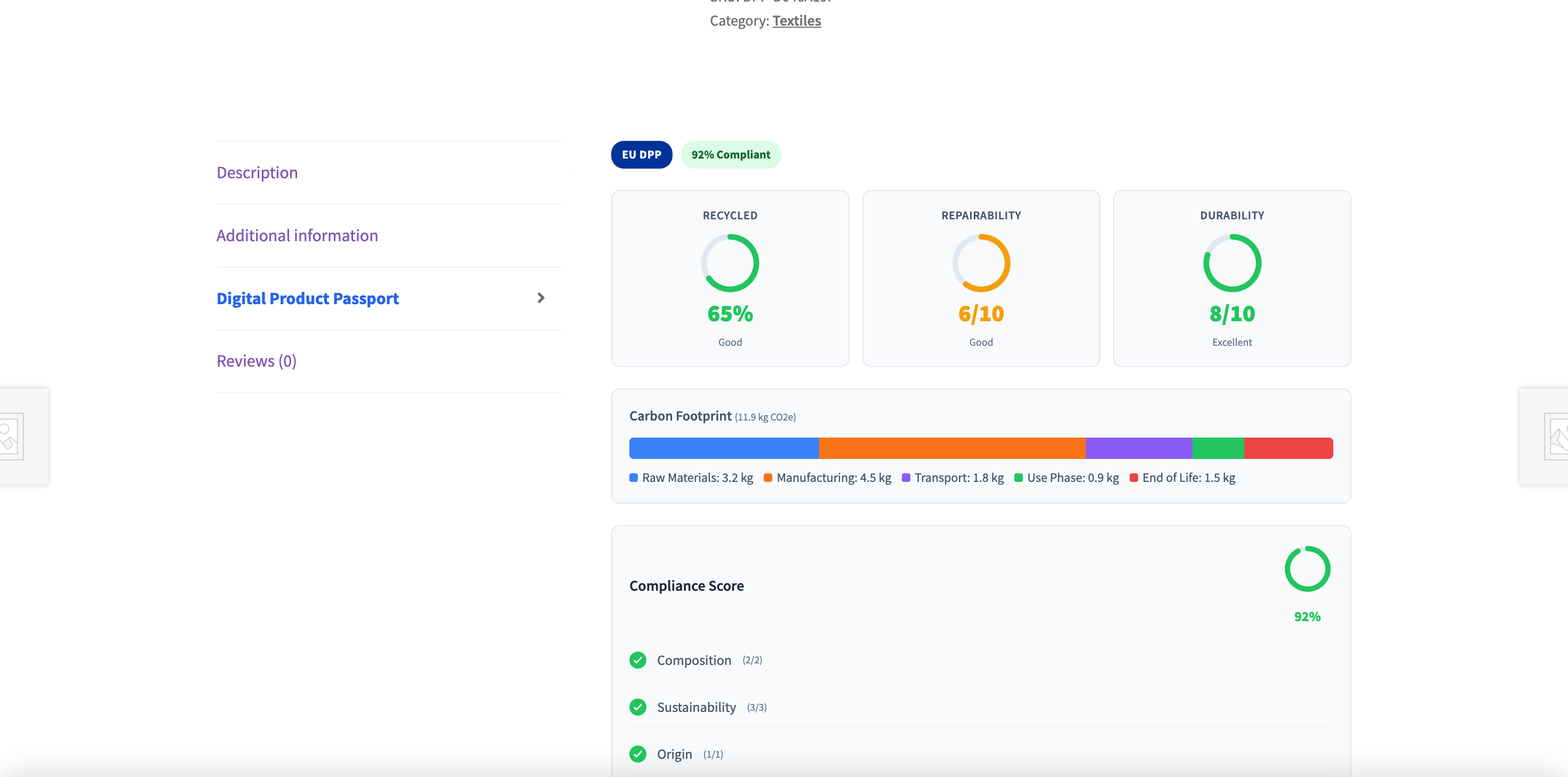Product Page with DPP Badge